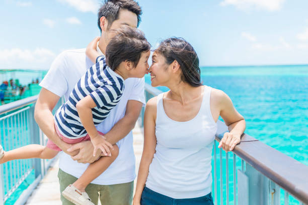 istock Japanese family walking bridge with smile 838486280
