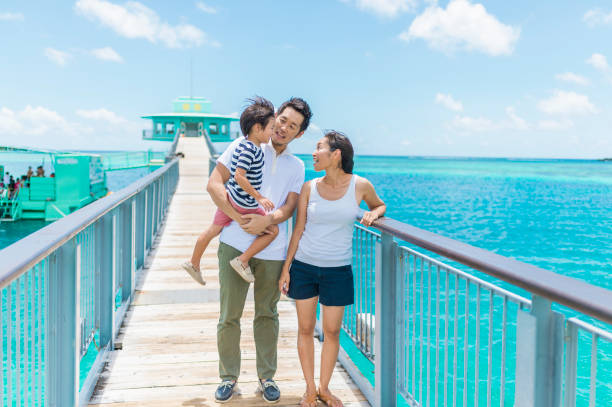 istock Japanese family walking bridge with smile 838486298