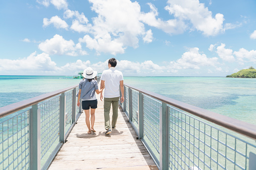 Japanese family enjoying vacation in guam