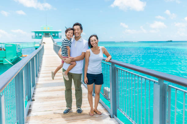 istock Japanese family walking bridge with smile 838486780