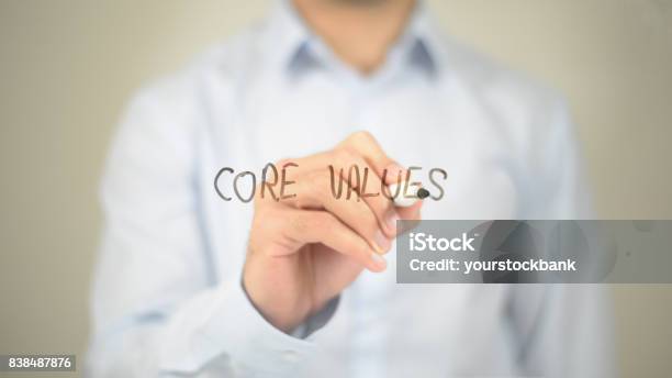 Man Core Values Core Values Man Writing On Transparent Screen Stock Photo - Download ...
