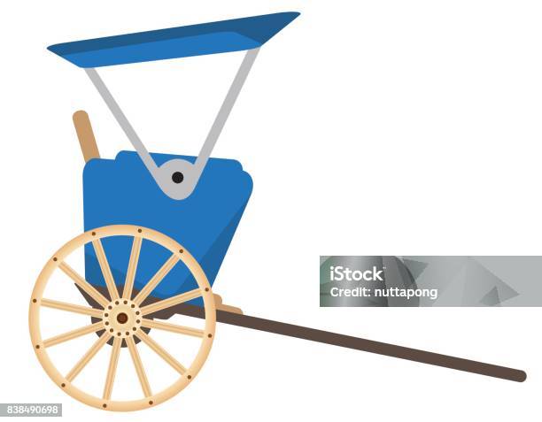 Hand Pull Rickshaw Design Hand Pulled Rickshaw Isolated On White Background Vector Stock ...