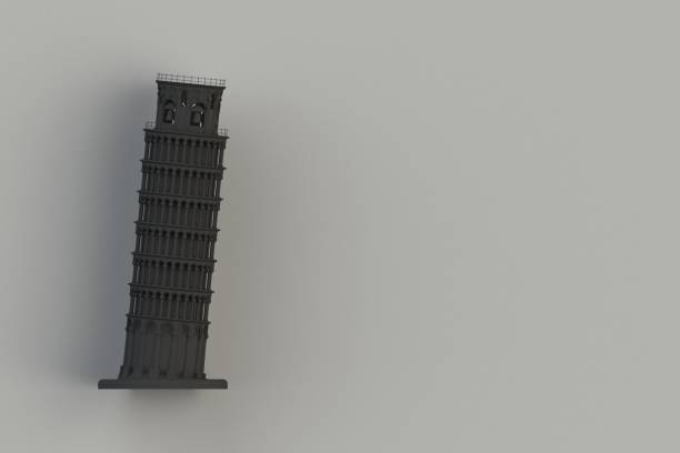 istock Black leaning tower of pisa on black background, 3D rendering 838491006