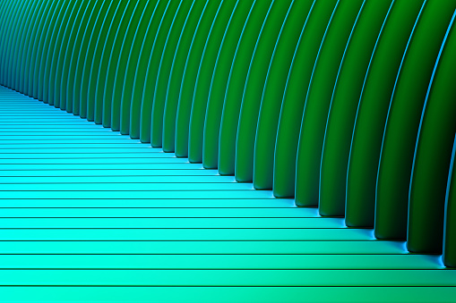 3d rendering of an abstract 3d composition with some bars and curves