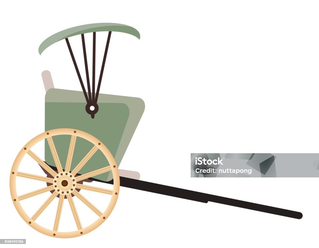 Hand Pull Rickshaw Design Hand Pulled Rickshaw Isolated On White Background Vector Stock ...