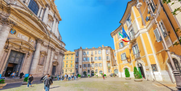 kirche von st. ignatius von loyola im campus martius (italienisch: chiesa di sant'ignazio di loyola in campo marzio. - st ignatius church stock-fotos und bilder