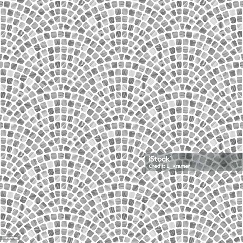 Abstract wavy seamless geometrical pattern from small spotted squares with gray watercolor texture on a white background. Floor tile, wallpaper, wrapping paper, page fill in Mediterranean ceramic mosaic style Tiled Floor stock illustration