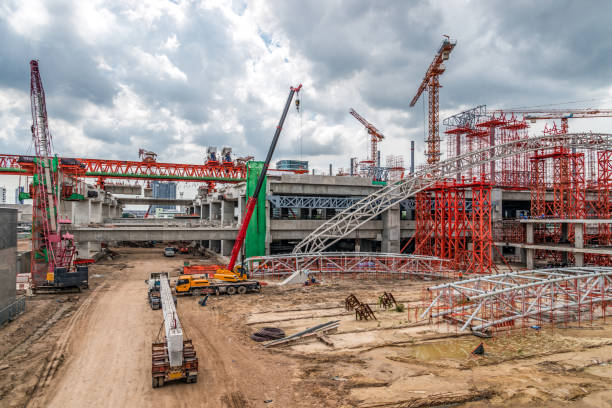 istock Construction Cranes Working on Expressway and Skytrain Site in Asia 838494046