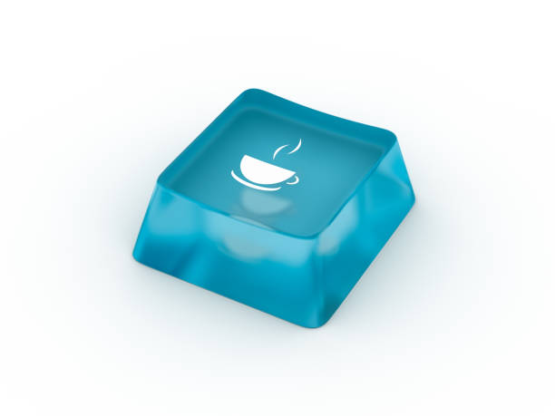 Coffee cup symbol on keyboard button. 3D rendering stock photo