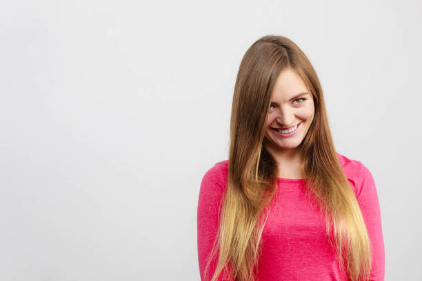 istock Smiling girl looking happy, white background 838507126