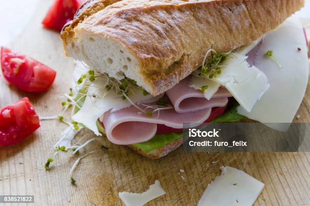 Big Ham Sandwich Stock Photo - Download Image Now - Baguette, Bread, Breakfast