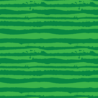 Vector Illustration green watermelon striped seamless hand drawn pattern. Grunge style ink design