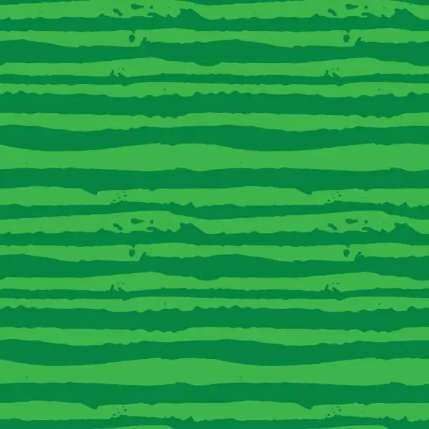 Vector illustration of Vector Illustration green watermelon striped seamless hand drawn pattern.