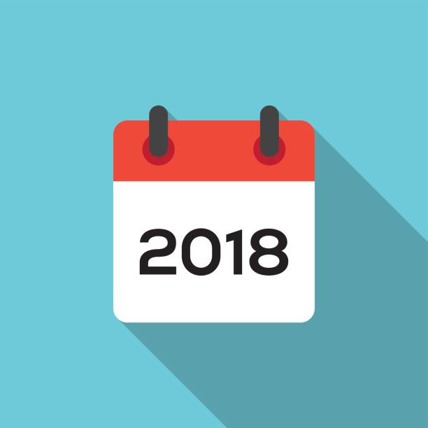 ilustraciones, imágenes clip art, dibujos animados e iconos de stock de calendario 2018 de plana - 2018