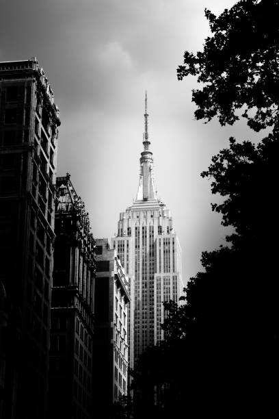 Empire State Building, New York City, USA, in black and white.