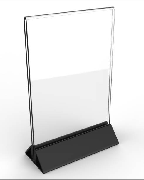 istock Clear plastic and acrylic  table talkers promotional upright menu table tent top sign holder 11x8 table menu card display stand picture frame for mock up and template design. 838526366