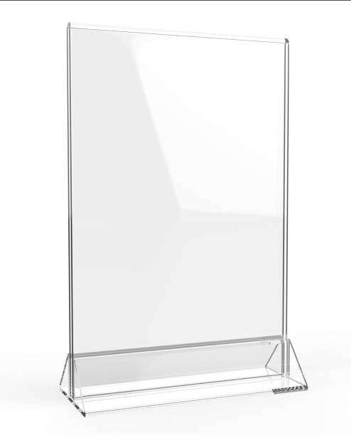 trasparente plastica e acrilico tavolo talkers promozionale verticale tavolo tenda portaombro 11x8 tavolo display cornice immagine per mock up e design modello. - acrylic painting foto e immagini stock