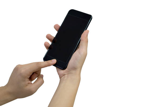 istock young asian femail hand holding and using smartphone isolated on white background. 838530860