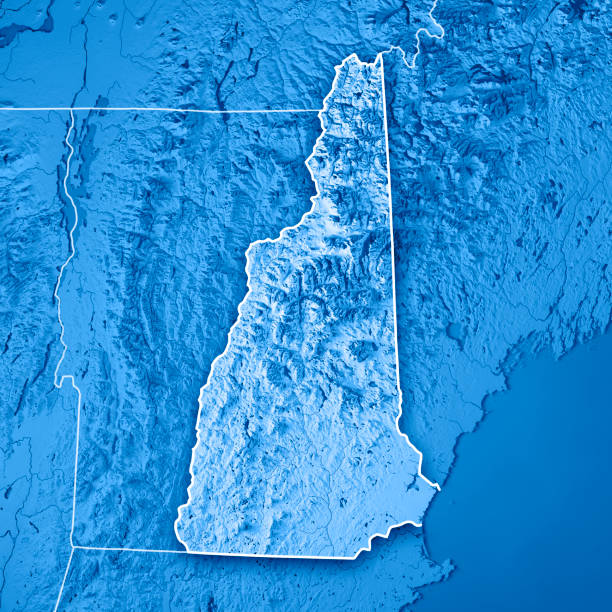 istock New Hampshire State USA 3D Render Topographic Map Blue Border 838538424