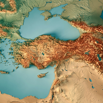 Turquía país 3D Render mapa topográfico photo