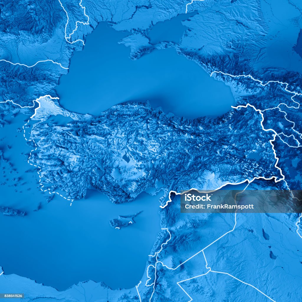 Turkish Raphic Border Turkey Country 3d Render Topographic Map Blue Border Stock Photo ...