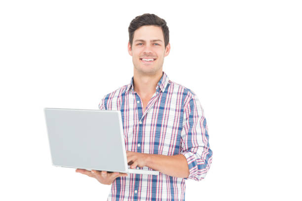 istock Portrait of smiling male student using a laptop 838542582