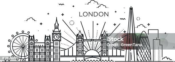Ilustración de Bandera Lineal De La Ciudad De Londres y más Vectores Libres de Derechos de Londres - Inglaterra - Londres - Inglaterra, Panorama urbano, Ícono