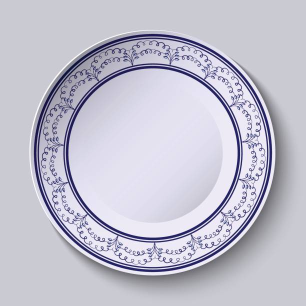 istock Painted plates with a blue ornament in ethnic style with an empty space in the center. 838551572
