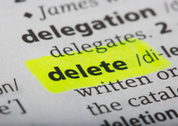 istock Word delete printed and defined in the English dictionary 838551916