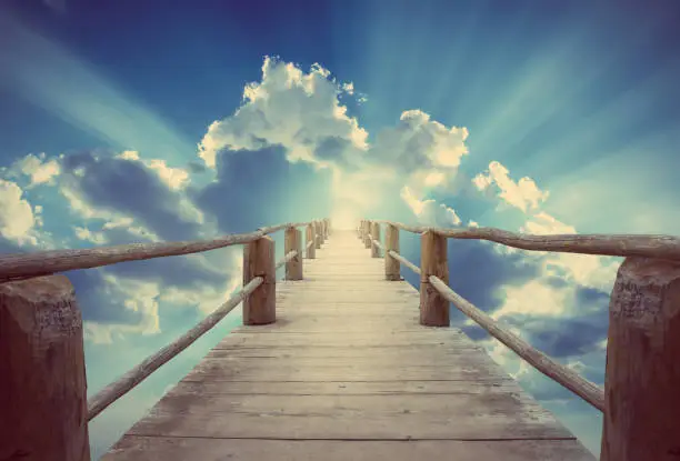 bridge to Paradise. The concept on religions and philosophical topic.