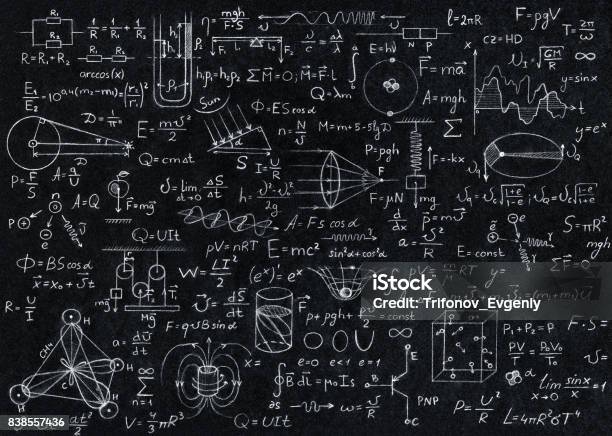 Photo libre de droit de Mathématiques Les Formules De Physique banque d'images et plus d'images libres de droit de Tableau - Tableau, Formule mathématique, Mathématiques