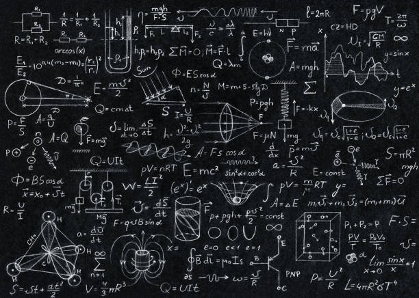 math, physics formulas - blackboard education classroom photography imagens e fotografias de stock