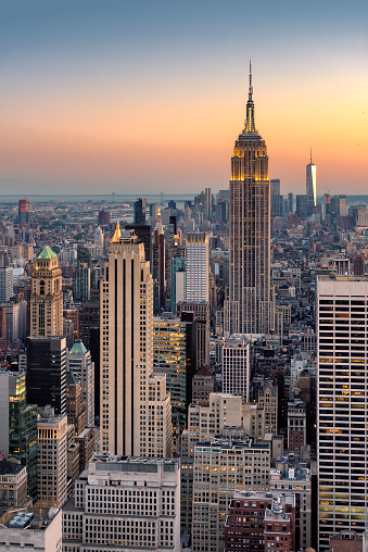 New York City Skyline at sunset - Midtown and Empire State Building