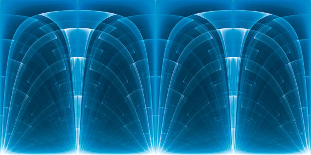 istock Blue glowing futuristic cpu panorama texture for VR 838569306