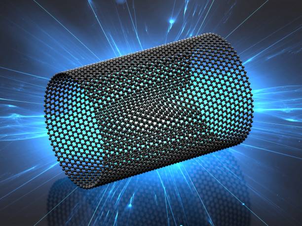 istock Closeup on a graphene tube with blue glare 838571554