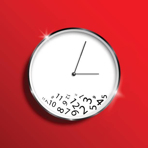 A wall clock on a red background, a mess. Time management. Vector illustration A wall clock on a red background, a mess. Time management. Vector illustration groundhog day clock stock illustrations