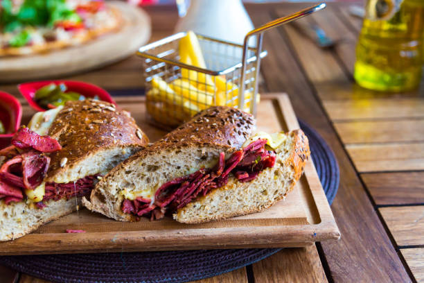 Tasty Fresh Sandwich with Grilled Salami