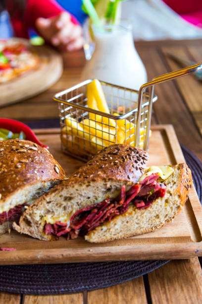 Tasty Fresh Sandwich with Grilled Salami