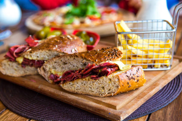 Tasty Fresh Sandwich with Grilled Salami