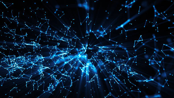 istock 3d rendering abstract connection with shine effect in center. Network connection dots and lines 838705120