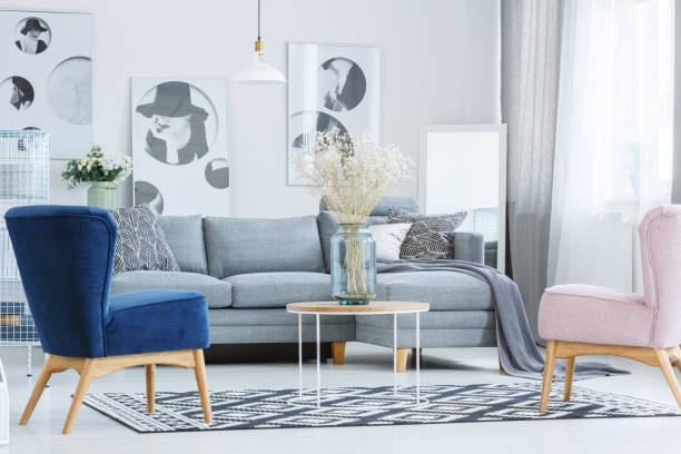 istock Stylish living room with armchairs 838725384