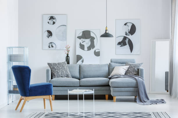 istock Designer's living room with posters 838725406