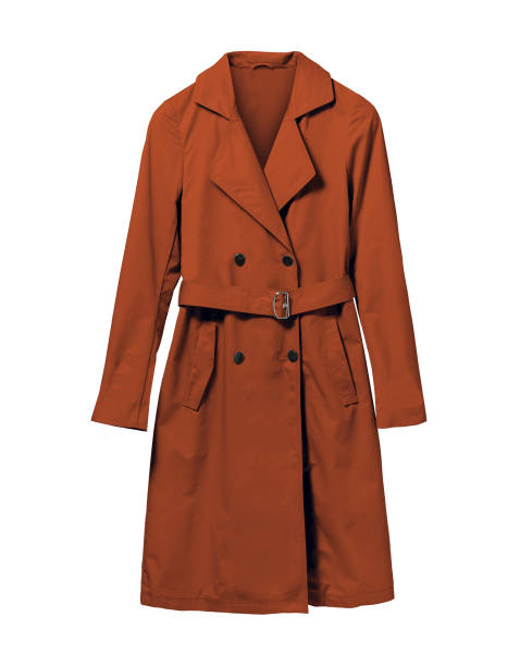 istock Brown elegant woman autumn coat isolated white 838726318
