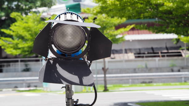 istock Big studio lighting with tripod for video production. 838726484