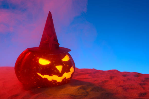 istock Terrifying Halloween pumpkin on sand 838740796