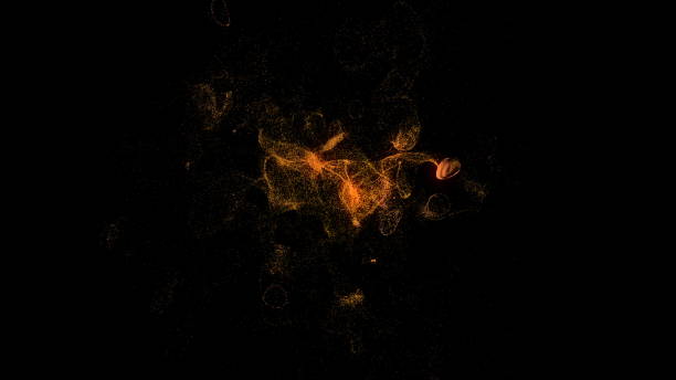 istock Dispersion of small orange particles on a black background 838760098
