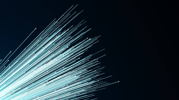 光ファイバー ネットワーク ケーブル。未来的な背景 - fiber optic computer network communication blue ストックフォトと画像