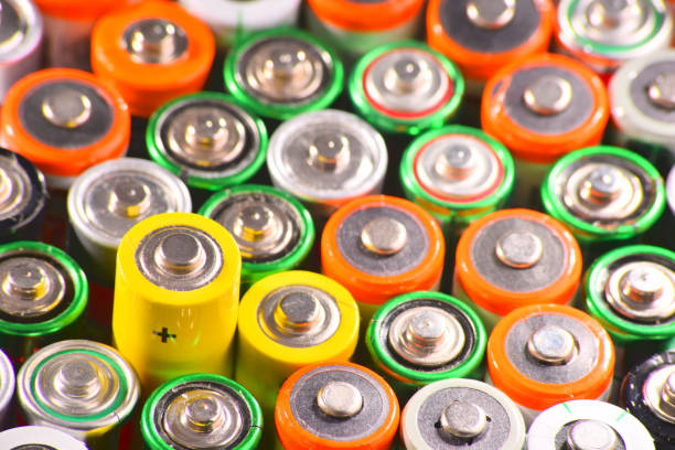 istock Composition with alkaline batteries. Chemical waste 838780232