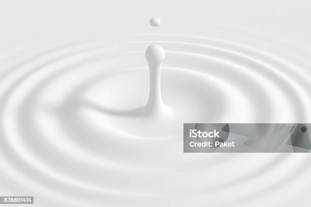 Drop Falling Into Cream Or Milk Stock Photo - Download Image Now - Milk, Drop, Moisturizer