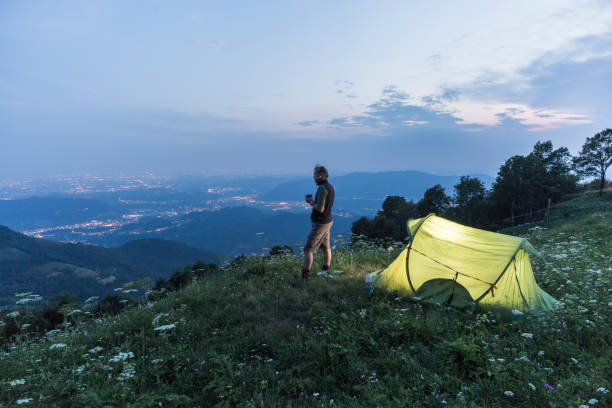 istock Hiker camping at sunrise 838801724